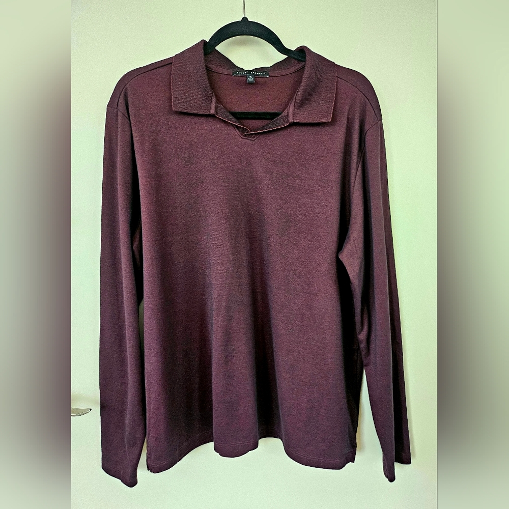 Robert Barakett Burgundy Long Sleeve Polo Shirt